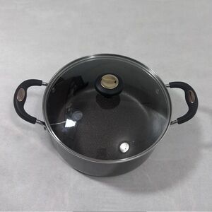 Sleek Black Non-Stick Casserole Pot with Glass Lid